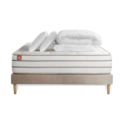 Pack Prt A Dormir Matelas Le Douillet 160x200cm Memoire De Forme Biovisco + Sommier Kit Beige