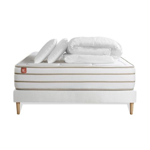 Pack Prt A Dormir Matelas Le Douillet 200x200cm Memoire De Forme Biovisco + Sommier Kit Blanc