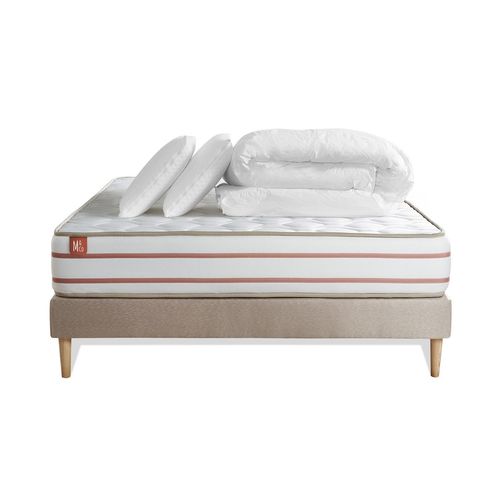 Pack Prt A Dormir Matelas Le Doux 200x200cm Memoire De Forme - Ep. 24cm + Sommier Kit Beige