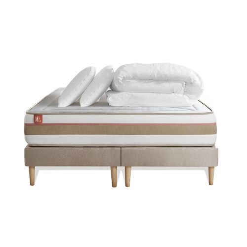 Pack Prt A Dormir Matelas Le Tendre 180x200 Ressorts Ensaches + Memoire De Forme + Double Sommiers Beige