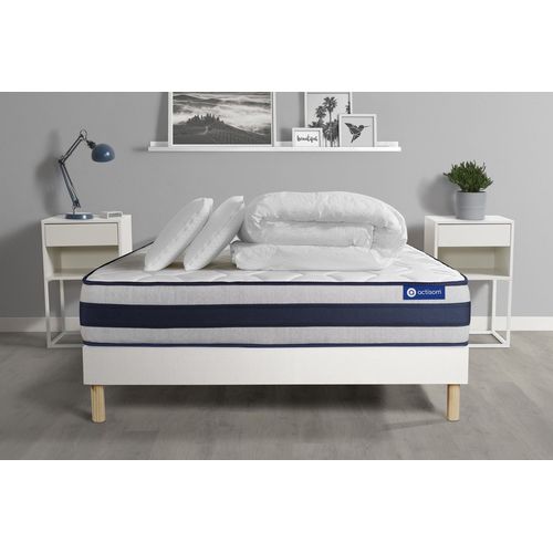 Pack Prt A Dormir Matelas Memoire De Forme Actimemo Ergo 180x200 Cm Maxi Epaisseur + Sommier Kit Blanc + 2oreillers +Couette