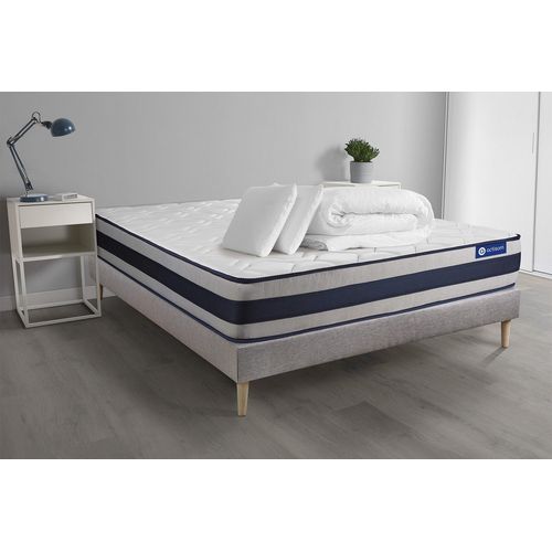 Pack Prt A Dormir Matelas Memoire De Forme Actimemo Ergo 180x200 Cm Maxi Epaisseur + Sommier Kit Gris + 2oreillers +Couette
