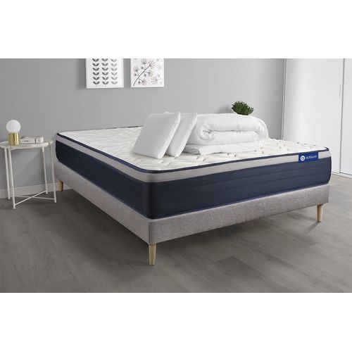 Pack Prt A Dormir Matelas Memoire De Forme Actimemo Max 180x200 Cm Maxi Epaisseur + Sommier Kit Gris + 2 Oreillers +Couette