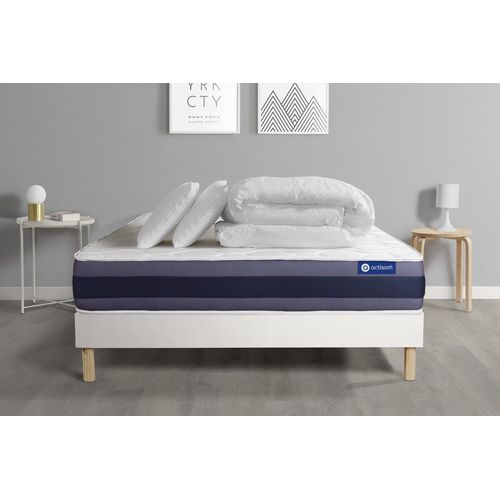 Pack Prt A Dormir Matelas Memoire De Forme Actimemo Morpho 180x200 5zones Confort + Sommier Kit Blanc + 2 Oreillers +Couette