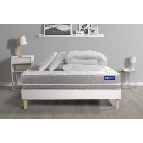 Pack Prt A Dormir Matelas Memoire De Forme Actimemo Touch 180x200 3zones Confort + Sommier Kit Blanc + 2 Oreillers + Couette