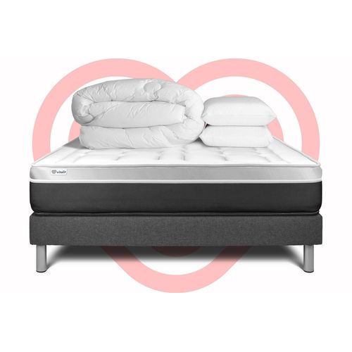 Pack Prt A Dormir Vital Soft 160 X 200 Cm Sommier Kit Gris