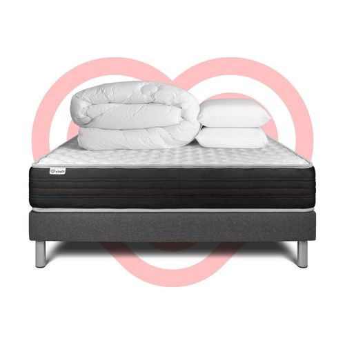 Pack Prt A Dormir Vitalmemo One 140 X 200 Cm Sommier Kit Gris
