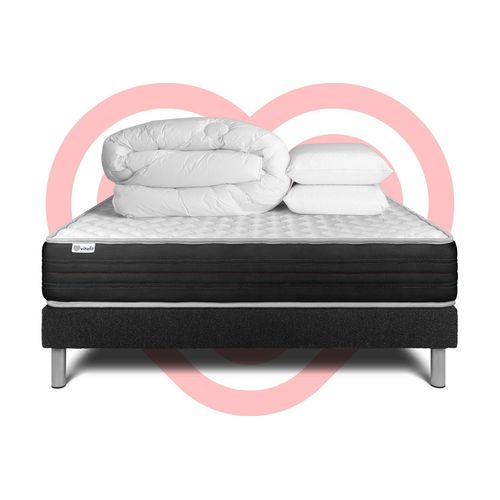 Pack Prt A Dormir Vitalmemo One 180 X 200 Cm Sommier Kit Noir