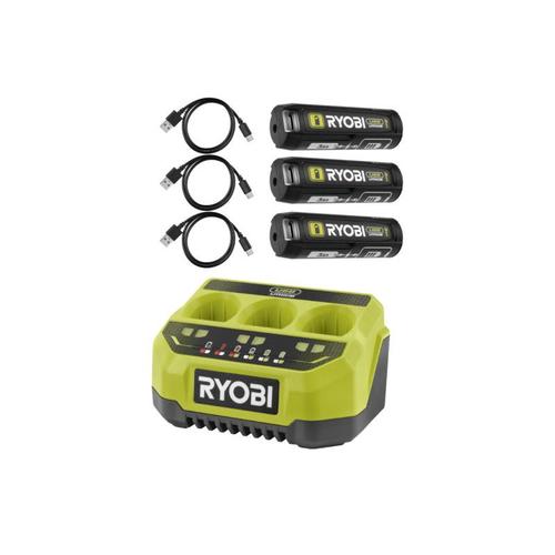 Pack Ryobi 4v Chargeur Squentiel 3 Ports Rc43p - 2,0ah - 3 Batteries 3,0ah