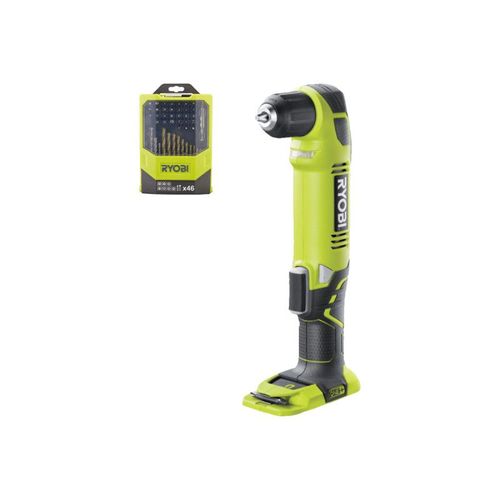 Pack Ryobi - Perceuse-Visseuse D'angle Rad1801m - 18v Oneplus Sans Batterie Ni Chargeur - Coffret 46 Accessoires Mixtes Rak46mix