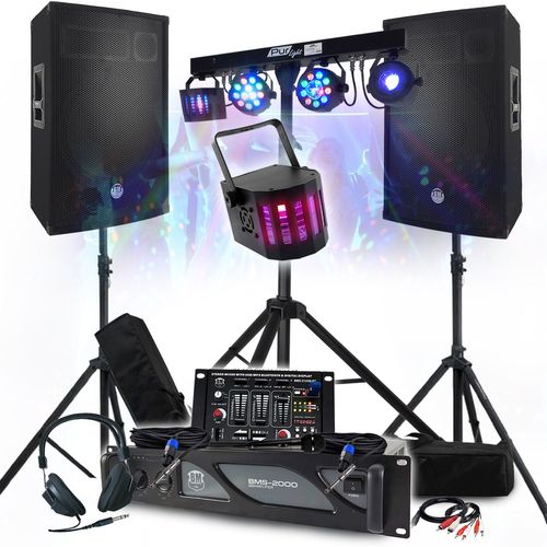 PACK SONO DJ 3400W Amplificateur 2000W, Enceintes 15