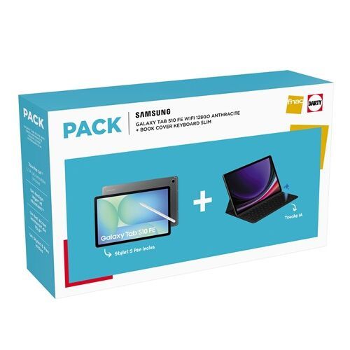 PACK TABLETTE TACTILE SAMSUNG GALAXY TAB S10 FE 10,9 WI FI 128 GO ANTHRACITE + BOOKCOVER KEYBOARD