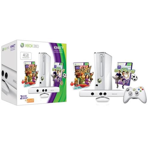 Pack Xbox 360 4 Go + Kinect Blanche Edition Limite + Kinect Sports + Adventures