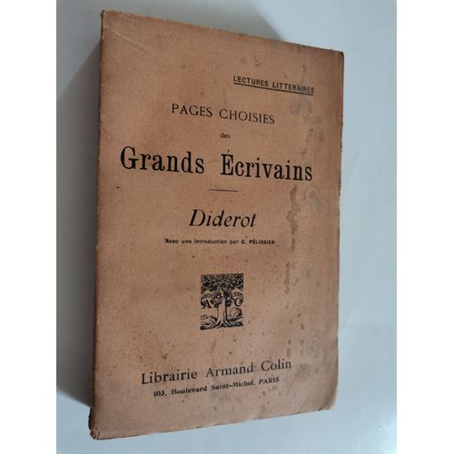 Pages Choisies Des Grands crivains Diderot Avec Une Introduction Par G Plissier   