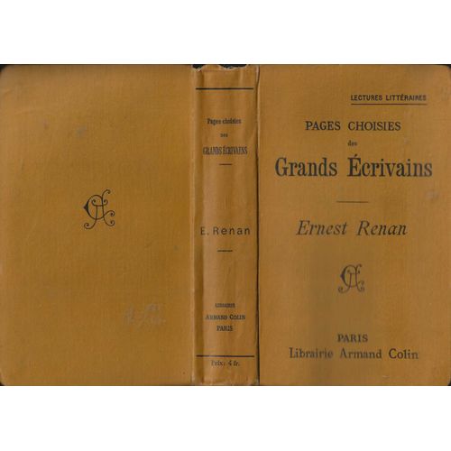 Pages Choisies Des Grands Ecrivains, Ernest Renan   de Ernest Renan 