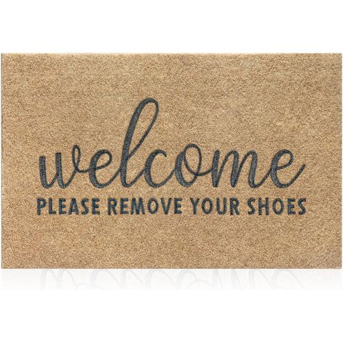 Paillasson Antidrapant Avec Inscription  Please Remove Your Shoes -Facile  Nettoyer-Pour Intrieur,Entre,Extrieur,Intrieur