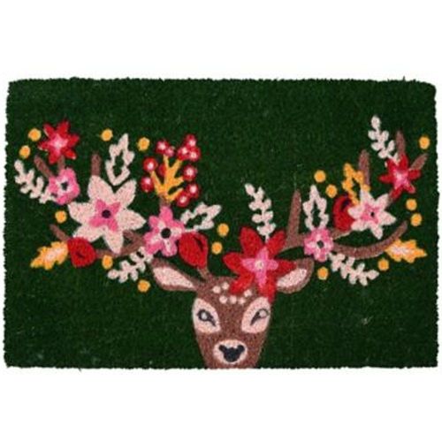 Paillasson De No?L En Fibre De Coco Naturelle Imprim? Cerf 40 X 60 Cm Goodhome