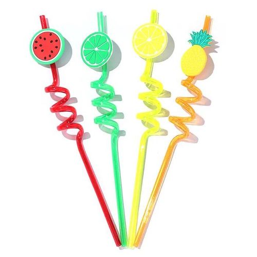 Pailles  Boire En Spirale En Plastique Pour Enfants,Dcor De Tasse  Vin,Pour Fte D'anniversaire,Bar,Club,Jus,4 Pices/Ensemble