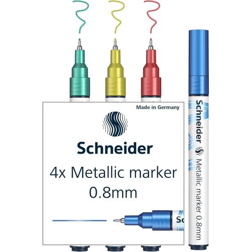 Paint-It 010 Lot De 4 Marqueurs Mtalliques (Set 1,paisseur De Trait 0,8 Mm,Nouvelle Technologie De Pigment,Fort Effet Paillet) Bleu,Vert,Rouge,Jaune