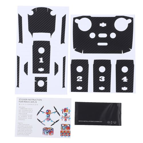 Paire D'autocollants En Pvc Pour Telecommande De Drone Dji Mavic Air 2s, Protection Noir Carbone