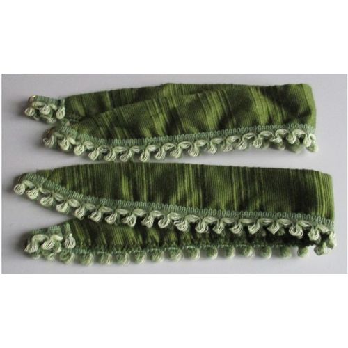 Paire D'embrases De Rideaux 55 Cm-Vertes (Tissu Double) Et Festonnes-Finition Par Anneau Dor-90%Viscose/10%Polyamide-Jamais Utilises