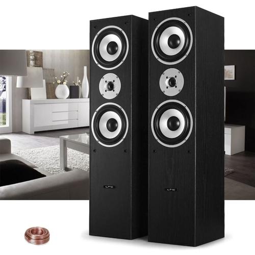 Paire d'enceintes Hifi/Home-Cinma Salon Maison Sourround Noir 2x500W LTC L766-BK + 15M de cbles transparent