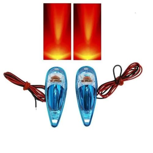 Paire De Clignotant Goutte D'eau Corps Bleu Cabochon Transparent A Ampoule Orange Pour Moto Scooter Tuning