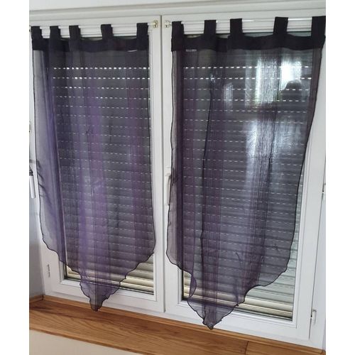 Paire De Rideaux Voilages Violets Rayures