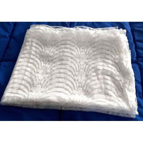 Paire Rideaux Effet Dentelle Dcor 6 Bandes De Fleurs Entrecoupes Motifs De Vagues-Passe-Tringle Sous Galon Cousu Machine-Ourlet Bas Avec Cordon Piqu Pour Un Beau Tomber-76x1m40-Ancien Style Rtro