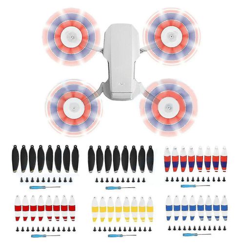 Pales D'hlice  Dgagement Rapide Et  Faible Bruit, Accessoires Pour Drone Dji Mavic Mini 2, Blanc Jaune, 8 Pices