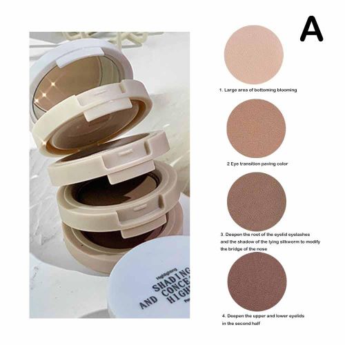 Palette De Fard  Paupires Mat 4 En 1, Surligneur, Nacr, claircissant, Contour Du Visage, Fard  Paupires, Poudre Brillante, Maquillage De Ver  Soie Sh J4l9