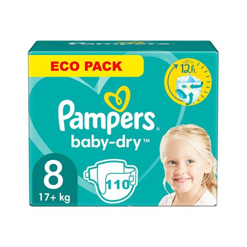 Pampers Baby Dry Taille 8 110 Couches + 17 Kg