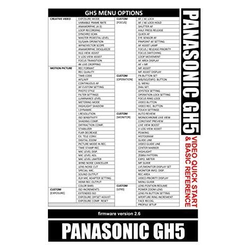 Panasonic Gh5: Video Quick Start & Basic Reference Guide   de Keast, Greg  Format Broch 