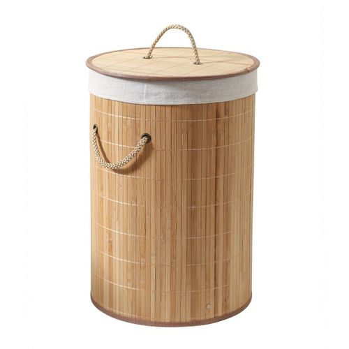 Panier  Linge Rond En Bambou 60l - H50 Cm - Marron