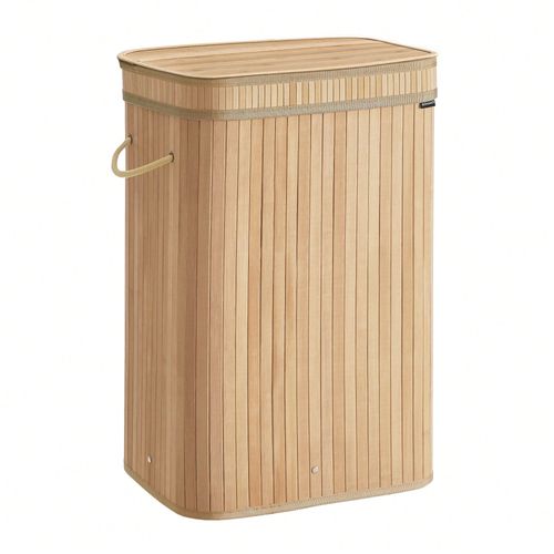Panier  Linge Sale Avec Couvercle, Sac Intrieur Amovible Et Lavable En Machine, Poignes, Volume 72 L, Buanderie, Chambre, Salon, Bambou Naturel