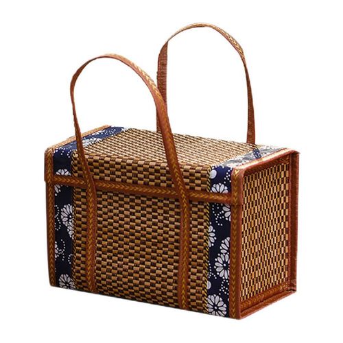 Panier De Pique-Nique Tissé En Osier, Sac De Rangement, PoignéE PliéE Pour Uits, Courses