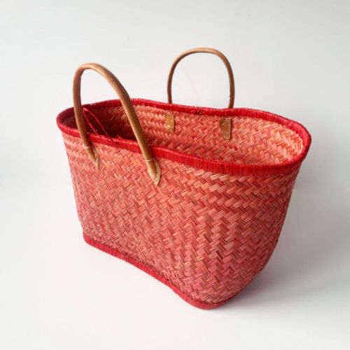 Panier De Plage En Paille, Panier De March Tress Tiss  La Main Avec Poignes En Cuir, Voyage D't Parfait Et Cadeau Pour Elle