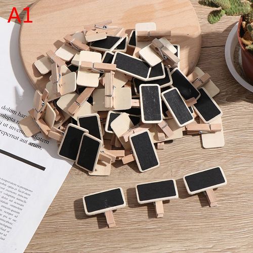 Panneau  Clip Rectangulaire En Bois, 50 Mini Tableau Noir Pour Messages, Ardoise, tiquette Pour Mmo