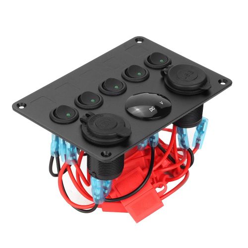 Panneau Combine D'interrupteurs A Bascule A 5 Positions Avec Prise Allume-Cigare Usb Pour Camping-Car, Voiture, Bateau
