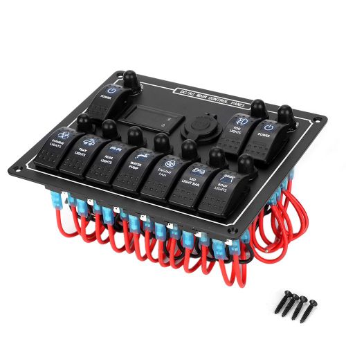 Panneau D'interrupteurs A Bascule 10 Positions Avec Prise Allume-Cigare Usb Pour Camping-Car, Voiture, Bateau