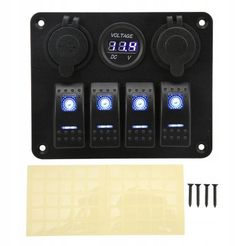 Panneau D'interrupteurs  Bascule 4 Voies Avec Prise Allume-Cigare Usb Ac16838