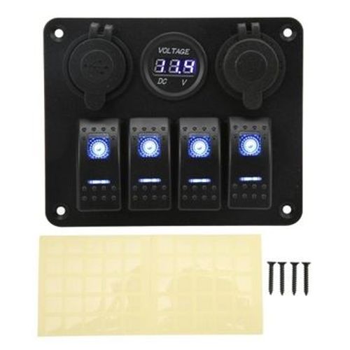 Panneau D'interrupteurs  Bascule 4 Voies Avec Prise Allume-Cigare Usb Qp9850