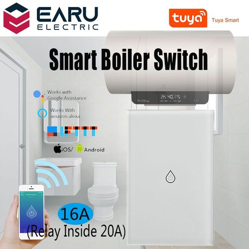 Panneau de minuterie intelligent WiFi 16a US, pour chauffe-eau mural, interrupteur tactile, commande vocale Tuya, fonctionne avec Alexa et Google Home