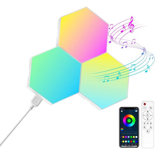 Panneau Led Hexagonal Gaming Murale Lampe - 3 Pcs Smart Deco Music Sync Modulaires Rgb Lights App Tlcommande - Gaming Setup Hexagone Appliques Murales[Led5263812]