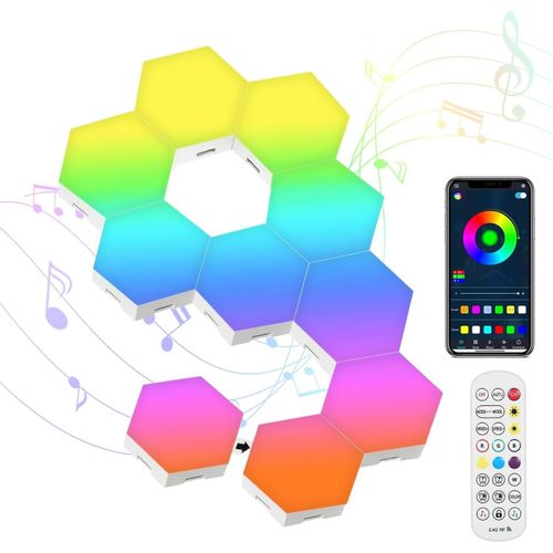 Panneau Led Hexagonal Gaming Murale Lampe, 8 Pcs Diy Creative Applique Murale Hexagonale, Music Sync Modulaires Rgb Smart Lights Avec App&tlcommande Contrle, Dcor De Salle De Jeu
