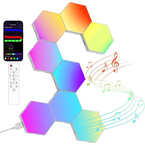 Panneau Led Hexagonal Gaming Murale Lampe 8pcs Smart Music Sync Deco Modulaires Rgb Lights App&tlcommande Contrle Gaming Setup Diy Creative Appliques Murales[Led5263824]