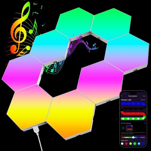 Panneau Led Rvb Hexagonal - Grande Applique Murale De Jeu Lumires Intelligentes - Synchronisation De La Musique Lampe Modulaire - Cadeau Pour La Dcoration De La Salle De Jeu [Led5263937]