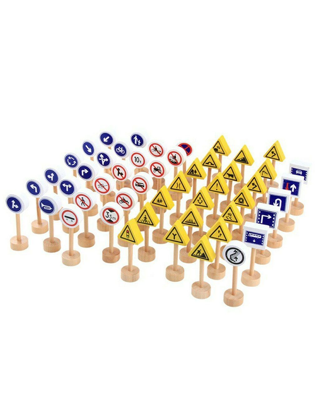Panneaux De Signalisation Routire En Bois Double Face, Blocs De Construction Neutres, Avantages Pour Bb, Jouets De Dveloppement De L'Intelligence Prscolaire, 50 Pices/Ensemble