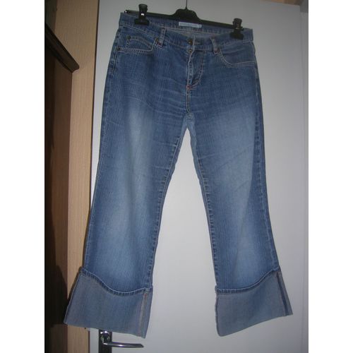 Pantacourt Cache-Cache Jean Coton 40 Bleu