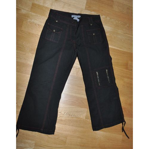 Pantacourt Femme T 38 Marque Cache Cache Tbe 100% Coton Taille 38 Cm Longueur De La Taille  En Bas 81 Cm